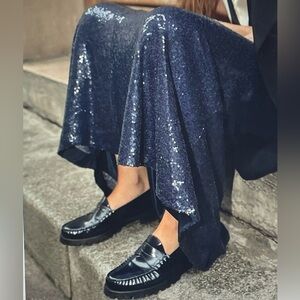 Marie Marot x J Crew loafers leather patent navy sz 9